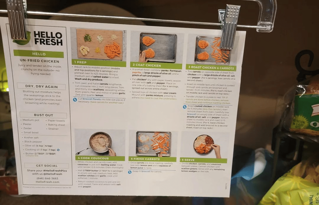 hellofresh menu de la semaine