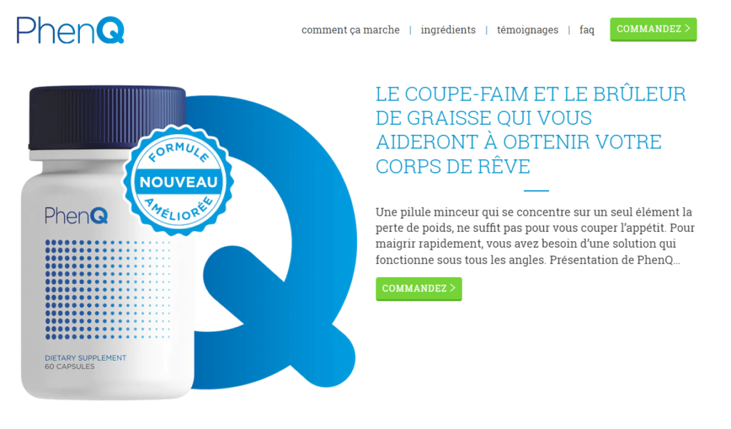 capture d'écran du site officiel PhenQ
