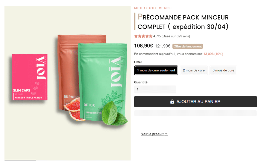 Le pack minceur de Joia Paris