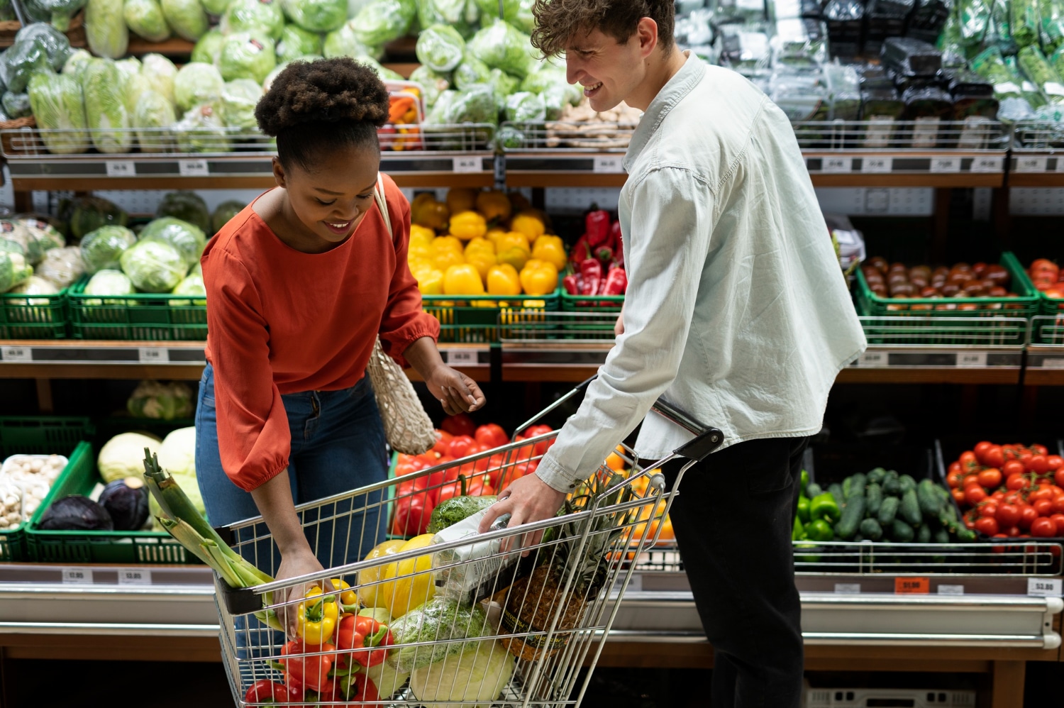 course saine au supermarche